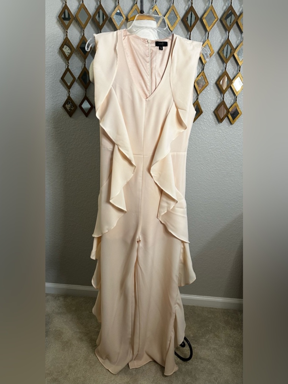 NWT On Twelfth Cascading Ruffle Wide-Leg Jumpsuit - Bare Pink - Picture 3 of 4